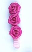 กิ๊บติดผมกุหลาบ 2 cm. 3 ดอก หนังแท้ทำมือ แฮนด์เมด Leather flower, hair clip, handmade, handicraft