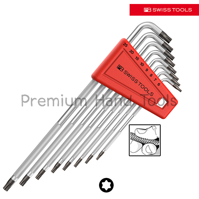 ประแจหัวTORX PB Swiss Tools ชุด *NEW VERSION แกนกลิ้งลาย รุ่น PB 3411.H6-25 (8 ตัว/ชุด)