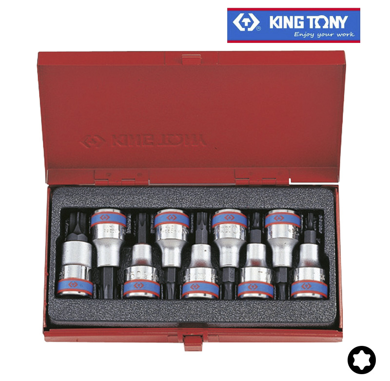 ชุดลูกบ๊อก KING TONY ขนาด 1/2" 4109 PR เดือยโผล่สั้น Torx 9 ตัว/ชุด
