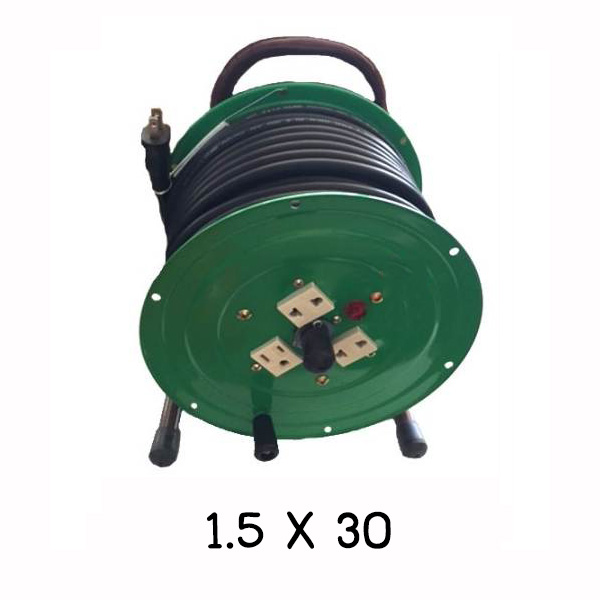 โรลสายไฟ ม้วนสายไฟ ขนาด 1.5 x 30 เมตร เต้ารับ 4 จุด รองรับ 3 ขา 4 จุด