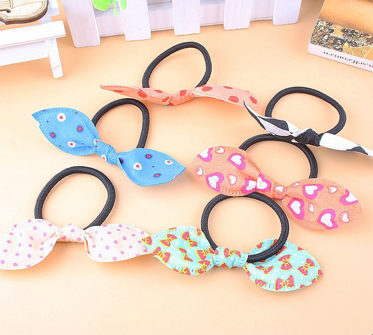 💖ยางยืดรัดผมรูปทรงโบว์หูแหลมลายการ์ตูน ชิ้นละ 1 บาท ✔️พร้อมส่ง (🎲สุ่มคละลาย) Ohwowshop หนังยางรัดผมเกาหลี ยางรัดผมไสต์เกาหลี มัดผม