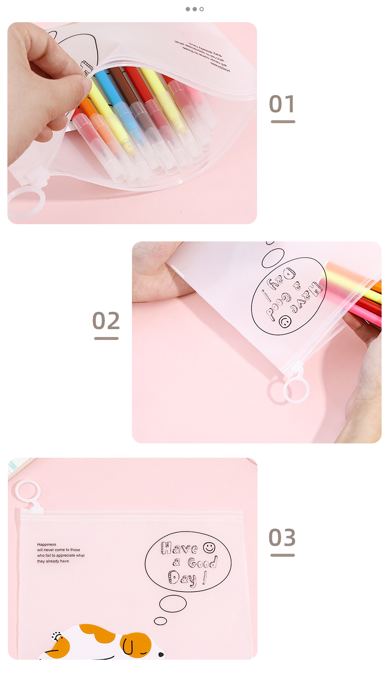 🌈🎒กระเป๋าใส่เครื่องเขียน⭐ซองซิปพลาสติก A5 การ์ตูนแฟนซี 21x16.5ซม📌เลือกลาย ราคา 4 บาท✔️พร้อมส่งในไทย เครื่องเขียน กระเป๋า กระเป๋าดินสอ