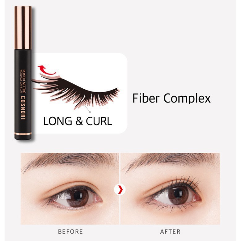 Cosnori Perfect Setting Mascara Waterproof 7 ml #ฝาทอง Volume and Curl