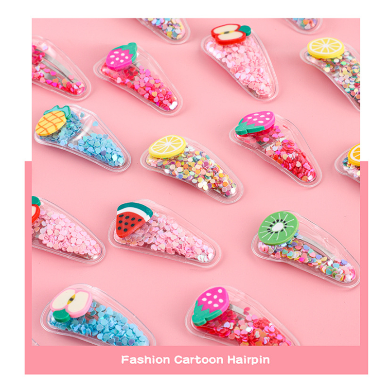 🌈🍉กิ๊บติดผม🍊⭐กลิตเตอร์ ลายผลไม้ หลากสี📌สุ่มคละลาย ราคา 4 บาท✔️พร้อมส่ง ohwowshop เครื่องประดับ ผม หนีบ