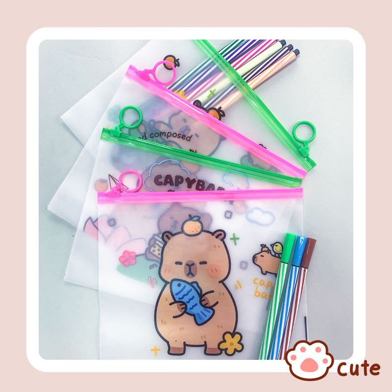 ⭐🐾ซองซิปพลาสติกA5🌈capybara style 21x17cm📌เลือกลาย✔️สินค้าพร้อมส่งในไทย ซองซิปล็อค กระเป๋าซิปล็อค