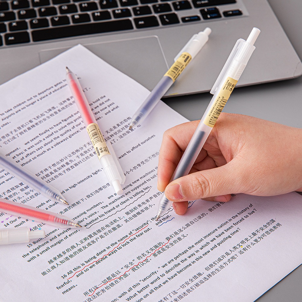 🔥ปากกาลูกลื่นแบบกด🔥ปากกาสไตล์ MUJI หมึกเยอะ เขียนลื่นมาก✔️พร้อมส่ง เครื่องเขียน ปากกาเจล ปากกาแบบกด