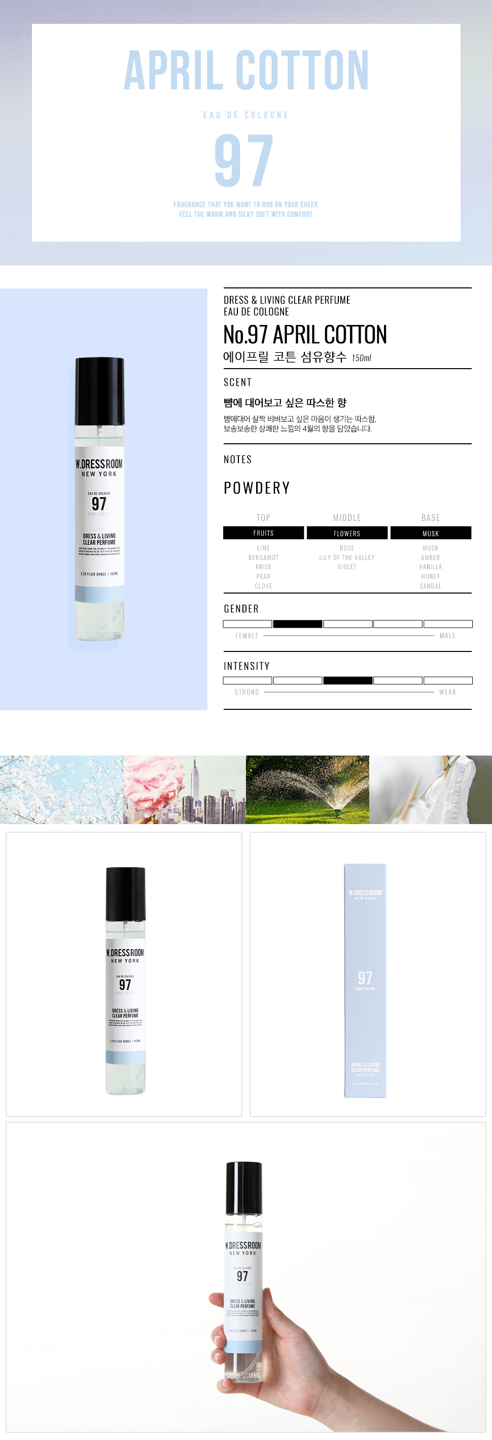 W.DRESSROOM Dress & Living Clear Perfume 150 ml. #97 April Cotton หอมแป้งเด็ก