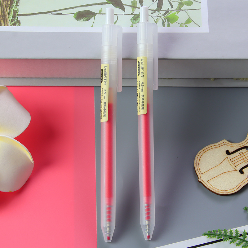 🔥ปากกาลูกลื่นแบบกด🔥ปากกาสไตล์ MUJI หมึกเยอะ เขียนลื่นมาก✔️พร้อมส่ง เครื่องเขียน ปากกาเจล ปากกาแบบกด