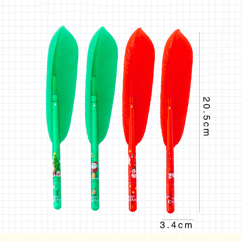 🎄⭐ปากกาเจลดำ⭐🎄รูปทรงขนนกลายคริสมาส⚫ไส้สีดำ 0.5📌เลือกสี✔️พร้อมส่งในไทย เครื่องเขียน ปากกาลายการ์ตูน ปากกาเจล