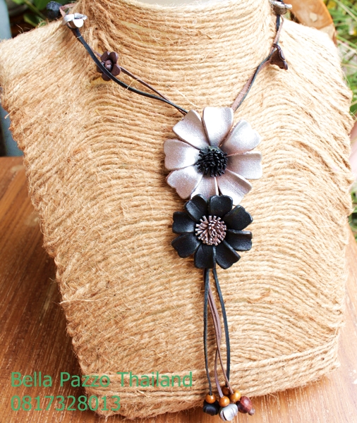 สร้อยคอดอกวันดีคู่ หนังแท้ทำมือ แฮนด์เมด