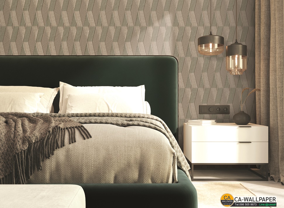 วอลเปเปอร์สไตล์โมเดิร์นลายตาข่ายสีเขียวขี้ม้า