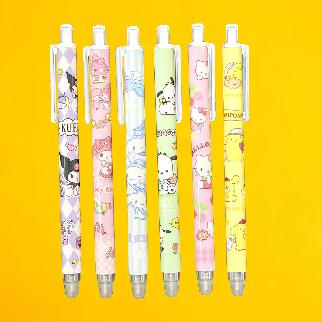 ✨ปากกาแบบกดลบได้ลาย🌈 Sanrio💜เขียนลื่น ลบง่าย 📌สุ่มคละลาย✅พร้อมส่งในไทย กดได้ลบได้ คิวท์มากก