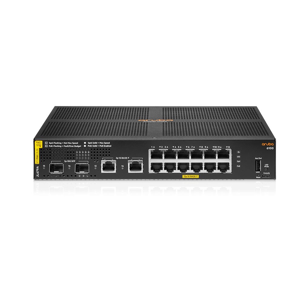 (JL679A) Aruba CX 6100 12G Class4 PoE 2G/2SFP+ 139W Switch