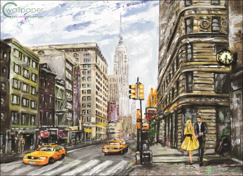 ภาพวิวสำเร็จรูป ภาพวาดสีน้ำมัน เมืองนิวยอร์ค