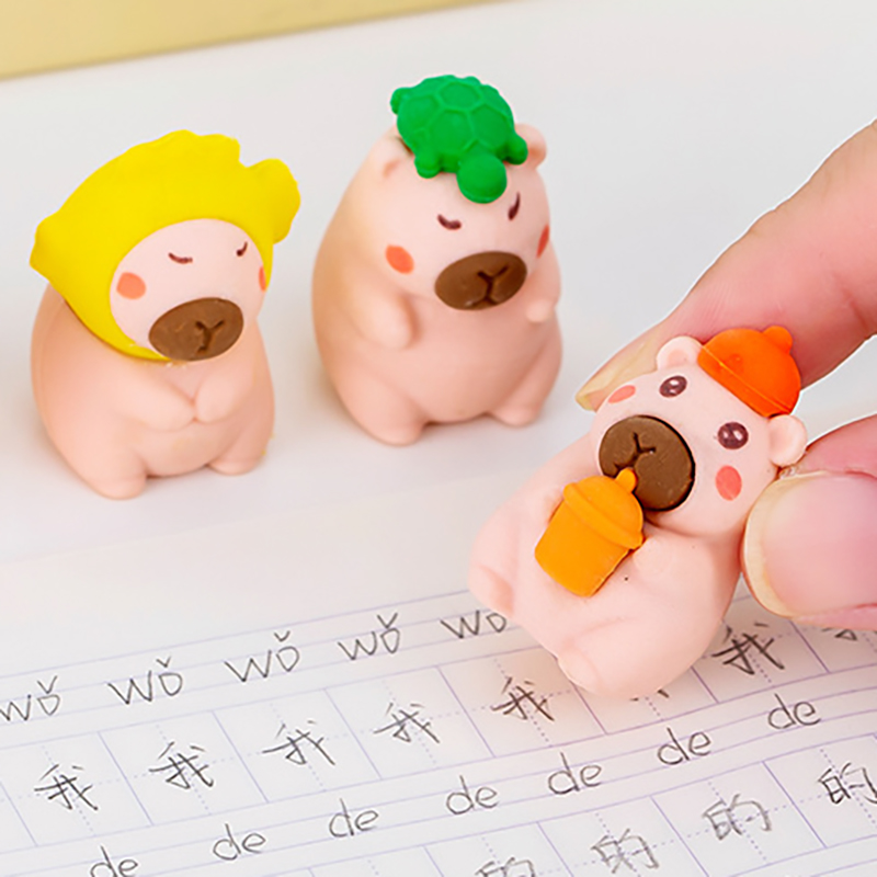 🐹ยางลบรูปทรงคาปิบาร่า🐹ยางลบดีไซน์พิเศษ ใช้งานได้จริง ลบสะอาด📌สุ่มคละลาย✅พร้อมส่งในไทย มีซองพลาสติกใส่ทุกชิ้น