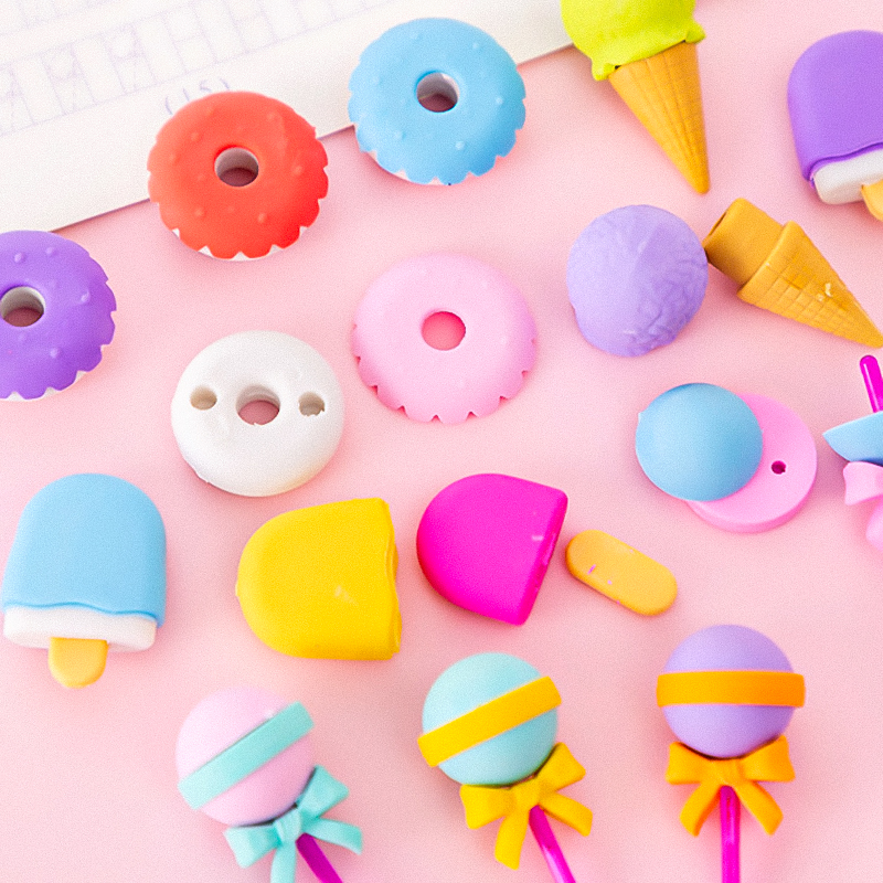 🎀 ยางลบ CANDY SET 🍭 1 กล่อง 4 ชิ้น🍩🍦ลายขนมหวานน่ารัก สีพาสเทลสดใส ของขวัญสุดคิ้วท์