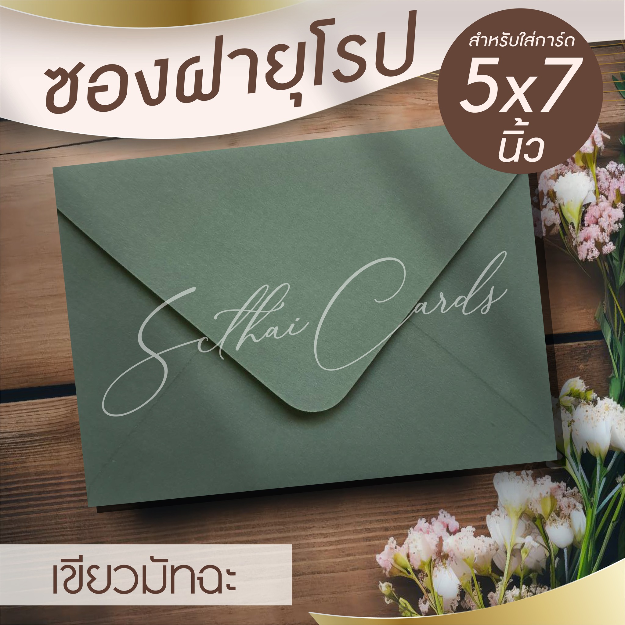 รหัสสินค้า : ซองเปล่า ทรงฝายุโรป-สีเขียวมัทฉะ
