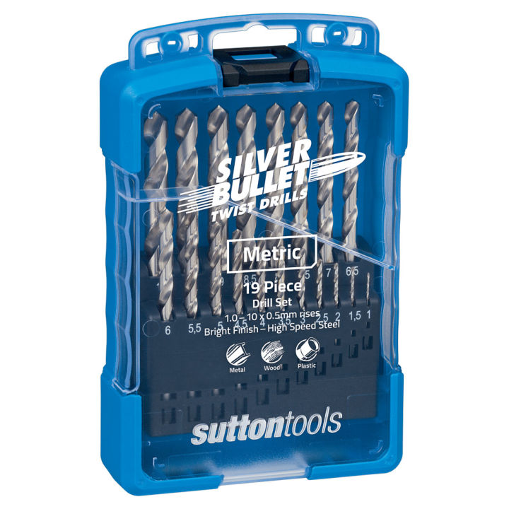SUTTON ดอกสว่านเจาะเหล็กชุด 19 ตัว เบอร์ 1.0 - 10.0 มิล รุ่น SM2 ดอกสว่านไฮสปีด HSS Suttontools