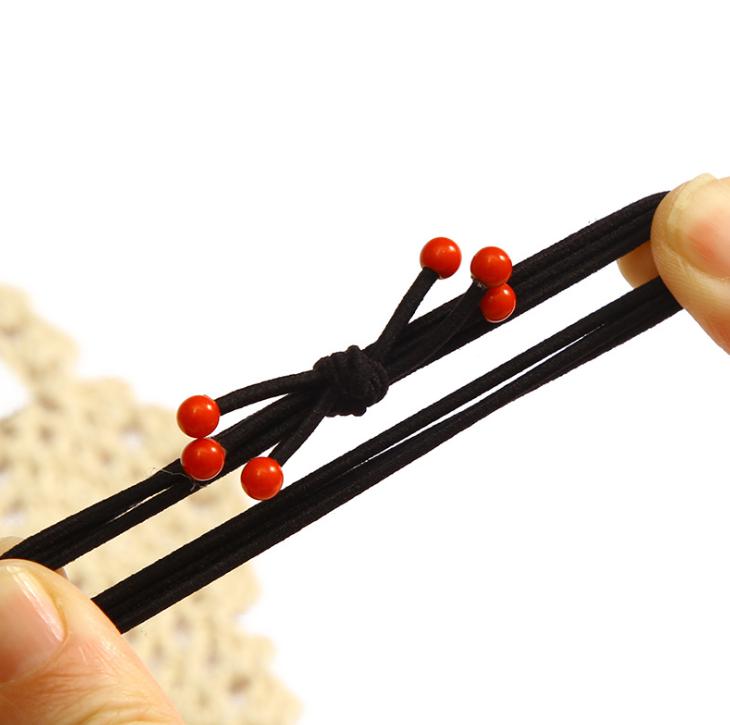 🌈ยางยืดรัดผมสายดำหัวลูกปัด ชิ้นละ 2 บาท ✔️พร้อมส่ง Ohwowshop หนังยางรัดผมเกาหลี ยางรัดผมไสต์เกาหลี