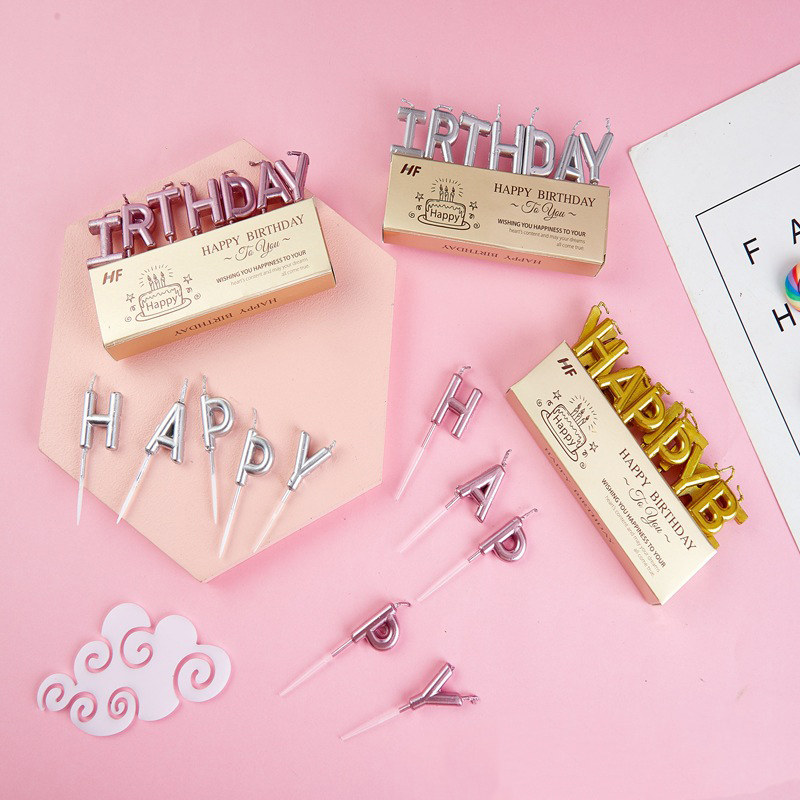 🔥สินค้าขายดี🔥 🎂เทียนวันเกิด Happy birthday แบบแพ็คชุด 13 ตัวอักษร แพ็คละ 20-25 บาท📌สินค้าเลือกสี✔️พร้อมส่ง Ohwowshop เทียนวันเกิด เทียนสี