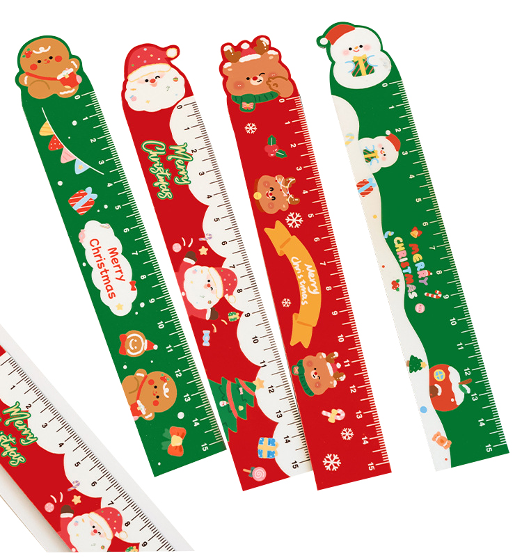 🎄ไม้บรรทัดแม่เหล็ก🎅✨คริสต์มาสหลากสี 15ซม.✔️คละลาย ไม้บรรทัด แม่เหล็ก เครื่องเขียน