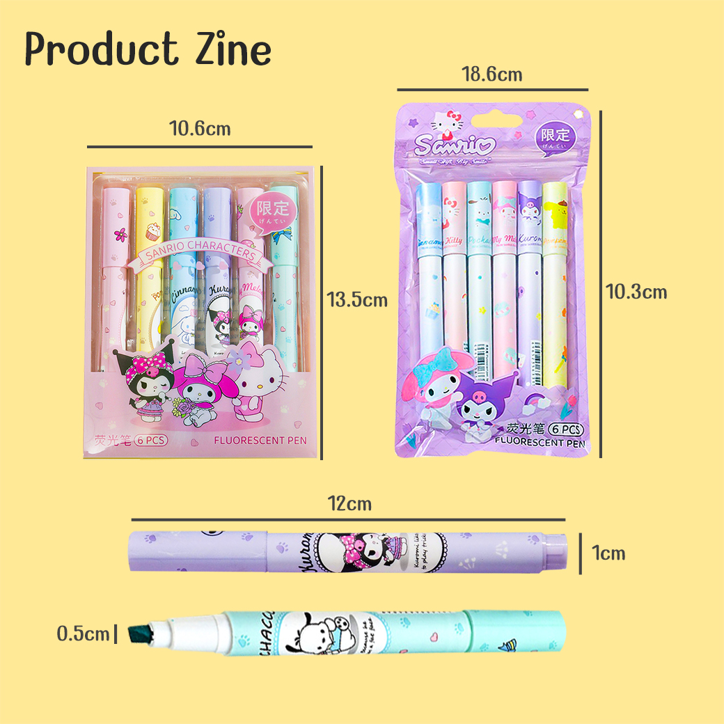 🌈ปากกาไฮไลท์✨ชุดปากกาเน้นข้อความ มาร์กเกอร์การ์ตูน Sanrio✅พร้อมส่งในไทย สีหวานพาสเทล เหมาะสำหรับจดเรียน จดเลคเชอร์