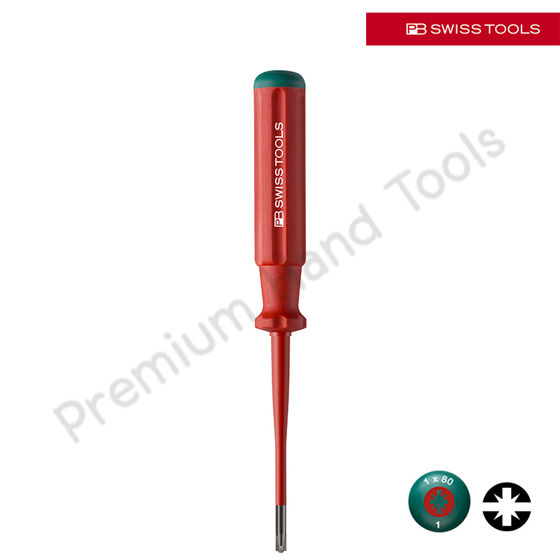 PB Swiss Tools PB 5180.SL1-80 ไขควงหุ้มฉนวน แกน *SLIM ผสมแบน+PZ เบอร์ 1 แกนเรียวผอม