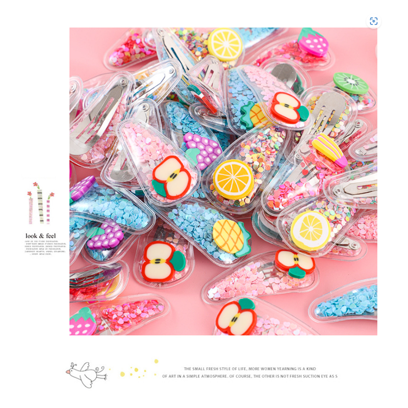 🌈🍉กิ๊บติดผม🍊⭐กลิตเตอร์ ลายผลไม้ หลากสี📌สุ่มคละลาย ราคา 4 บาท✔️พร้อมส่ง ohwowshop เครื่องประดับ ผม หนีบ