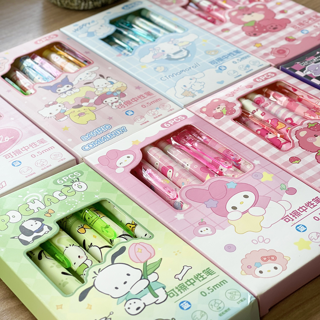 🌈ปากกากดลบได้การ์ตูนดัง⭐🌈ยกล่อง 6 แท่ง⭐ไส้สีน้ำเงิน0.5📌เลือกแบบ✔️พร้อมส่งในไทย ลบได้ ปากกาเจลลบได้ เครื่องเขียน