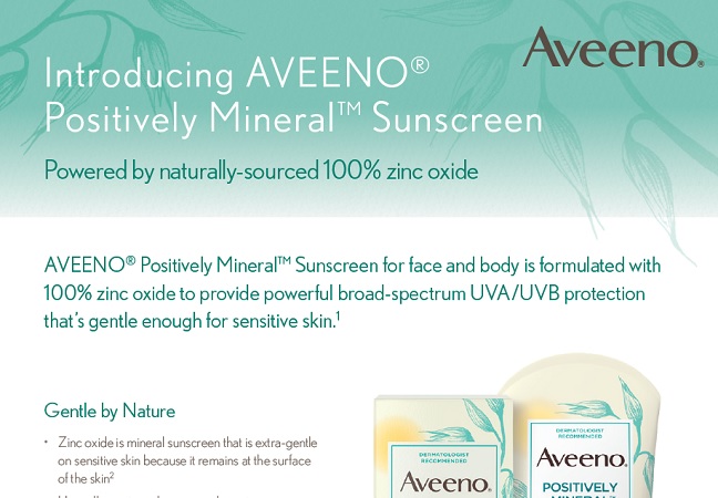 Aveeno Mineral Sensitive Sunscreen SPF50 For Face 59 ml.