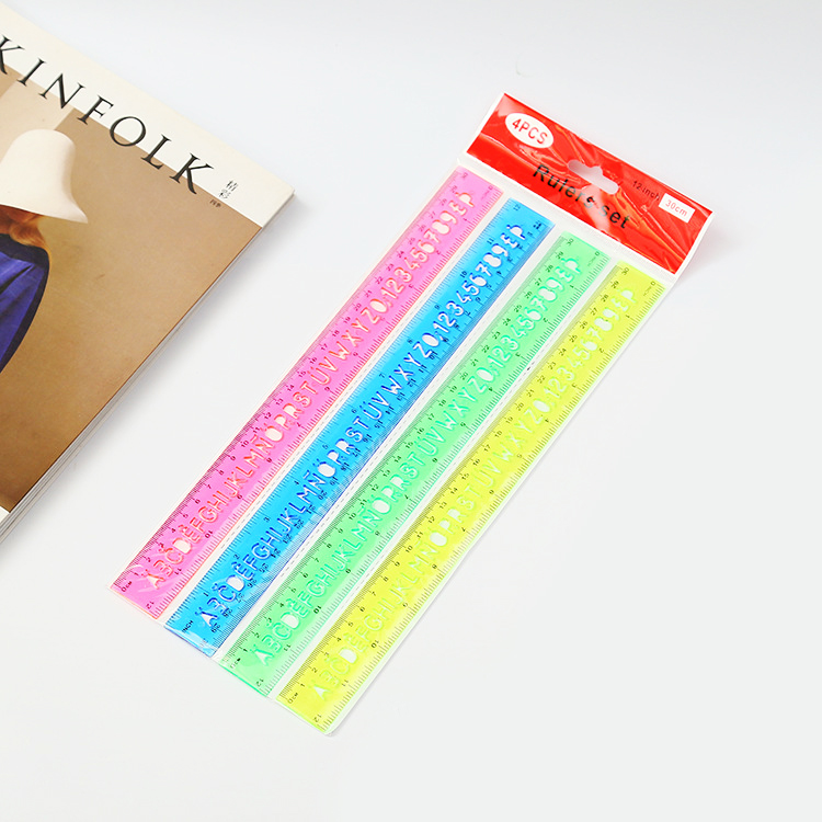 📏🔥ไม้บรรทัดสี 30cm🔥ฉลุ อักษรอังกฤษABC📌คละสี ✔️พร้อมส่งในไทย เครื่องเขียน เสริมทักษะ