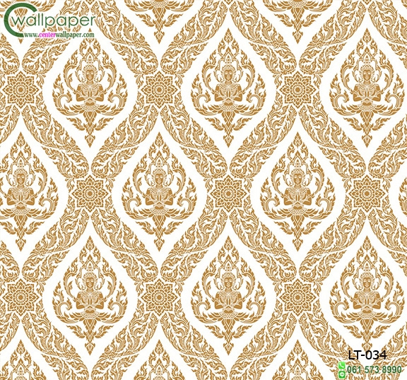 wallpaper ลายไทยห้องพระ ลายเทพพนมสีขาว