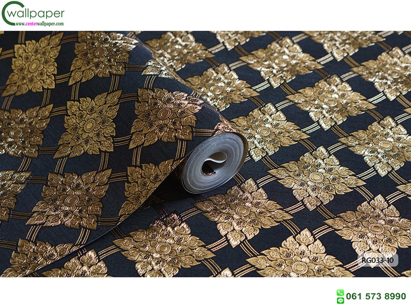 wallpaper ลายไทย ตราประจำยาม สีดำ-ทอง