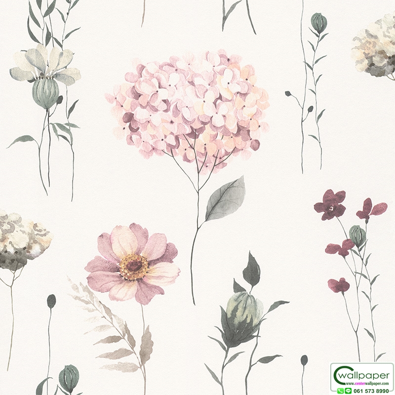 วอลเปเปอร์ลายดอกไม้สีชมพู No.300642