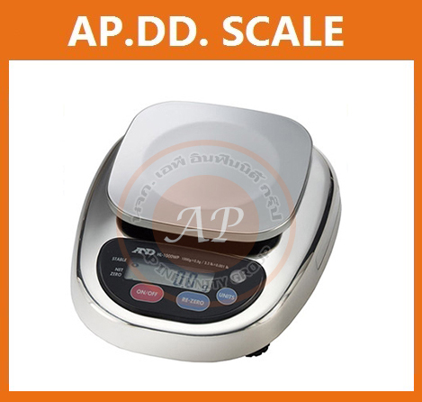 ตาชั่งดิจิตอล เครื่องชั่งดิจิตอล เครื่องชั่งกันน้ำ 3000g ความละเอียด1g AND HL-3000WP ขนาดจานชั่ง 12.8x12.8cm.