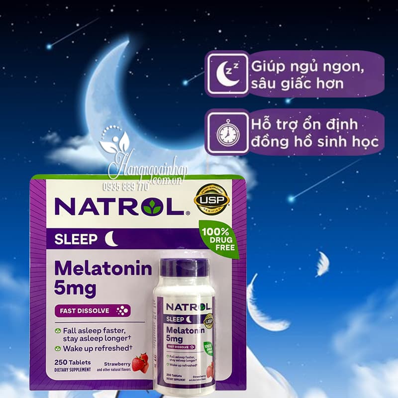 Natrol Melatonin Time Release Fast Dissolve 5 mg. (250 เม็ด) รสสตรอเบอร์รี่