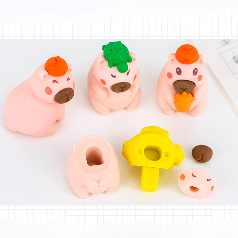 🐹ยางลบรูปทรงคาปิบาร่า🐹ยางลบดีไซน์พิเศษ ใช้งานได้จริง ลบสะอาด📌สุ่มคละลาย✅พร้อมส่งในไทย มีซองพลาสติกใส่ทุกชิ้น