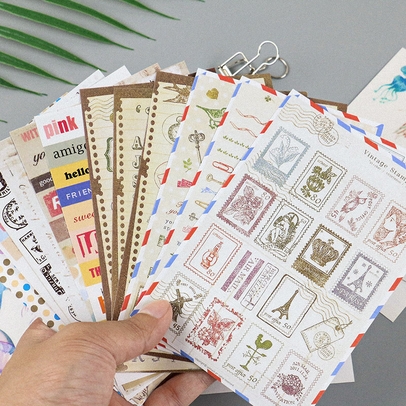 ⭐สติกเกอร์⭐สติกเกอร์โปสการ์ดแสตมป์วินเทจ📌(แพ็ค 6 แผ่น)✔️พร้อมส่ง Ohwowshop สติ๊กเกอร์ สวยงาม ราคาถูก สติกเกอร์