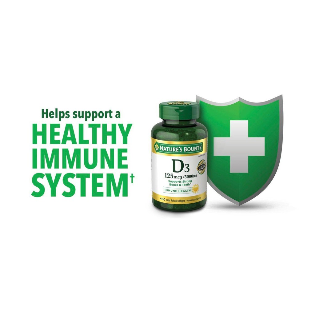Nature's Bounty Vitamin D3 125 mcg, (5000IU) 400 Softgels