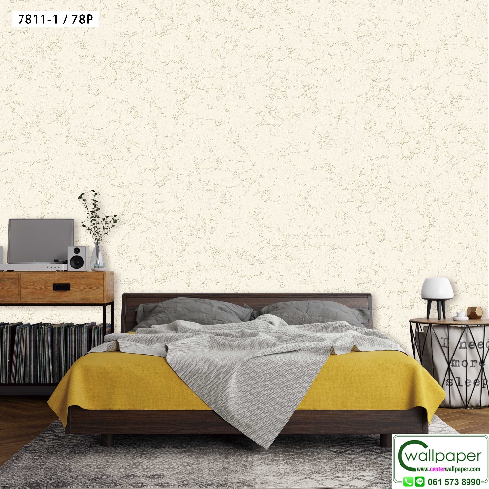วอลเปเปอร์ห้องนอนลายหินอ่อน สีขาวครีม
