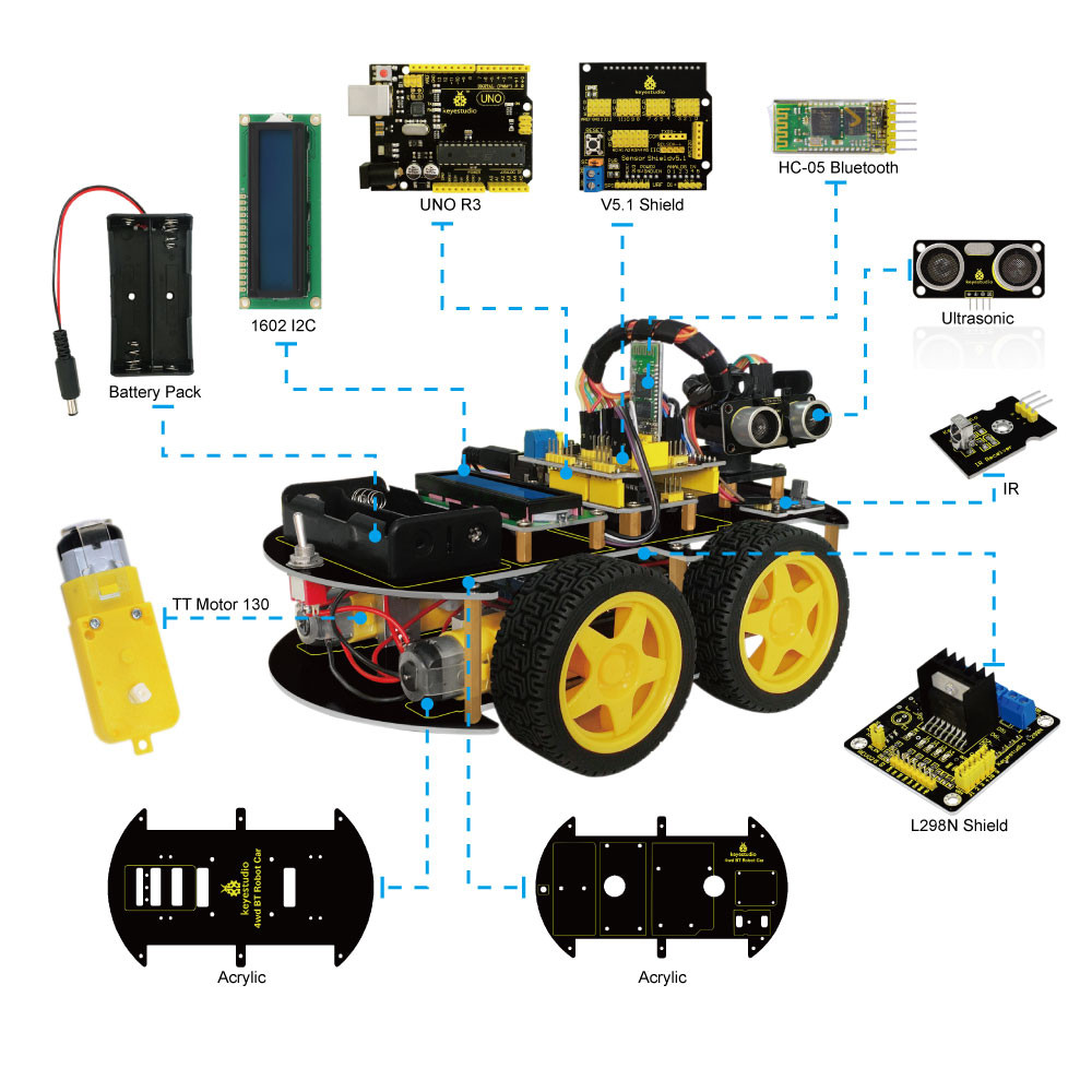 4WD Bluetooth Arduino Robot + Instruction Manual (มีคู่มือภาษาอังกฤษ)
