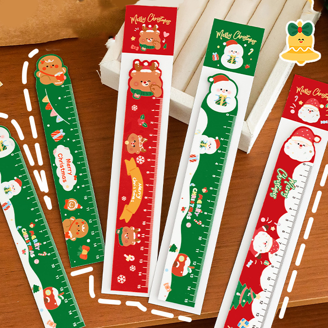 🎄ไม้บรรทัดแม่เหล็ก🎅✨คริสต์มาสหลากสี 15ซม.✔️คละลาย ไม้บรรทัด แม่เหล็ก เครื่องเขียน