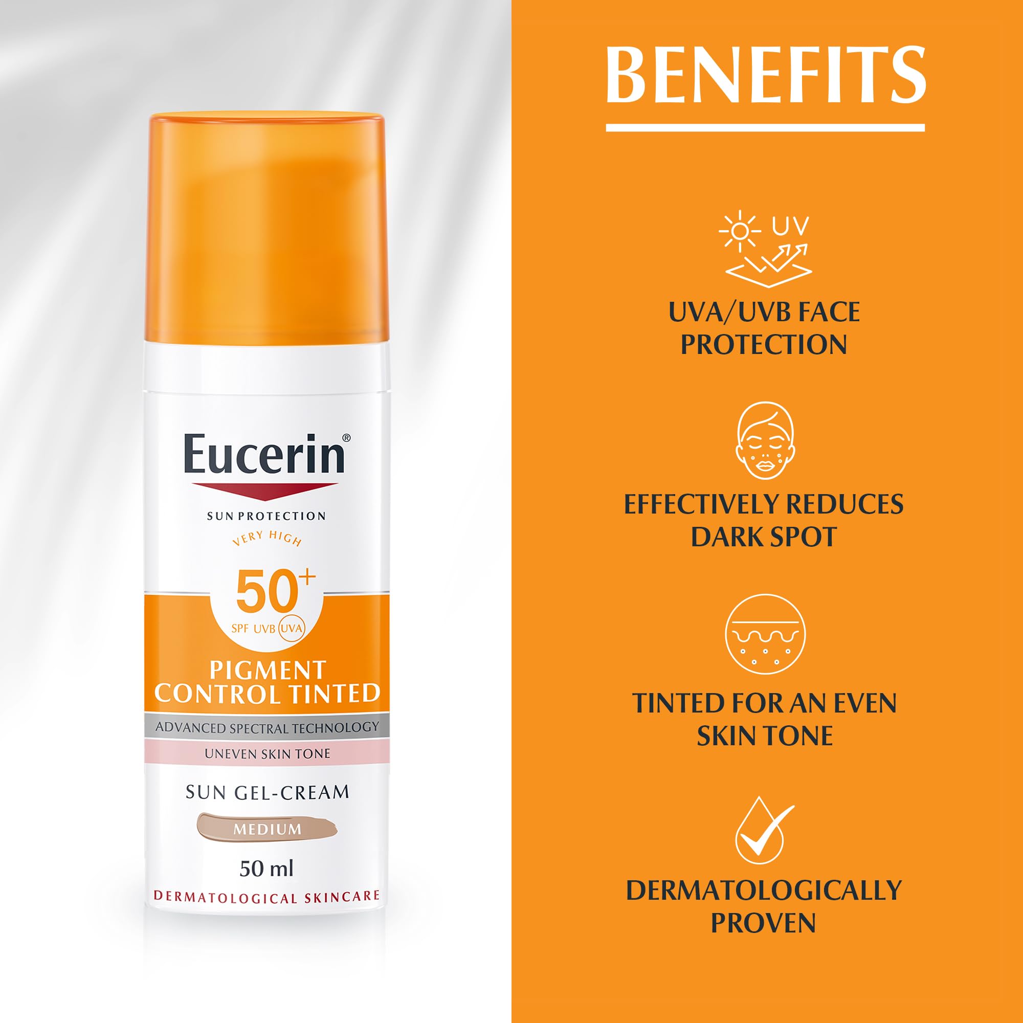 Eucerin Pigment Control Tinted Sun Gel-Cream SPF50+ 50 ml. #Medium