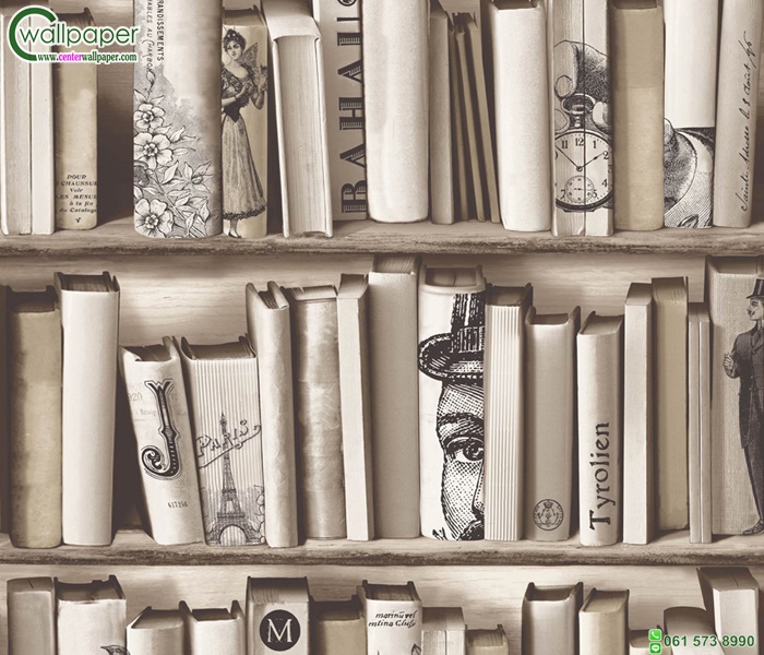 วอลเปเปอร์ติดผนังลายชั้นหนังสือ