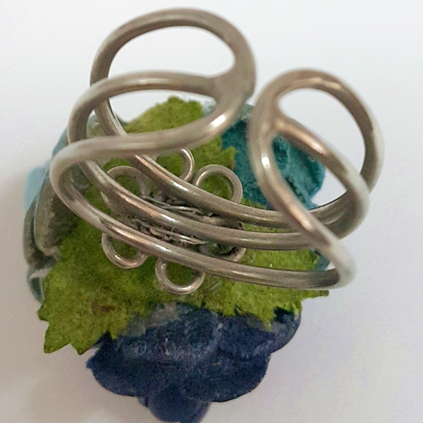 แหวนดอกกุหลาบเดี่ยว4cm หนังแท้ทำมือ