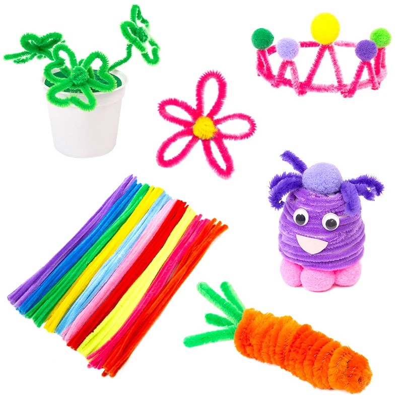 (100ชิ้น)🌈ลวดกำมะหยี่⭐งานDIY และอุปกรณ์สร้างสรรค์งานประดิษฐ์ต่างๆ 0.6mm ยาว30cm สำหรับงานฝีมือ✅พร้อมส่ง Ohwowshop สีสันสดใส สินค้าขายดี