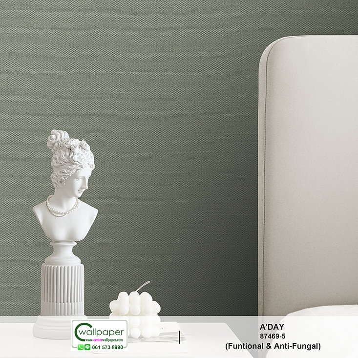 วอลเปเปอร์สีเทาอมเขียว No.87469-5