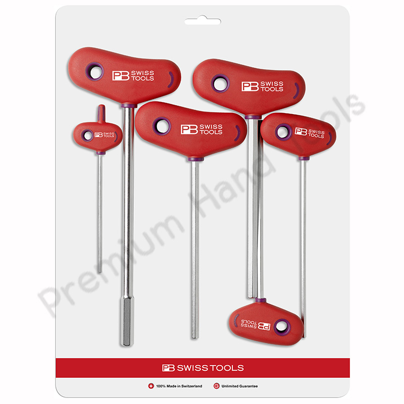หกเหลี่ยมชุด PB Swiss Tools หัวตัด ยาว รุ่น PB 1445 CN ด้ามจับตัว T (6 ตัว/ชุด)