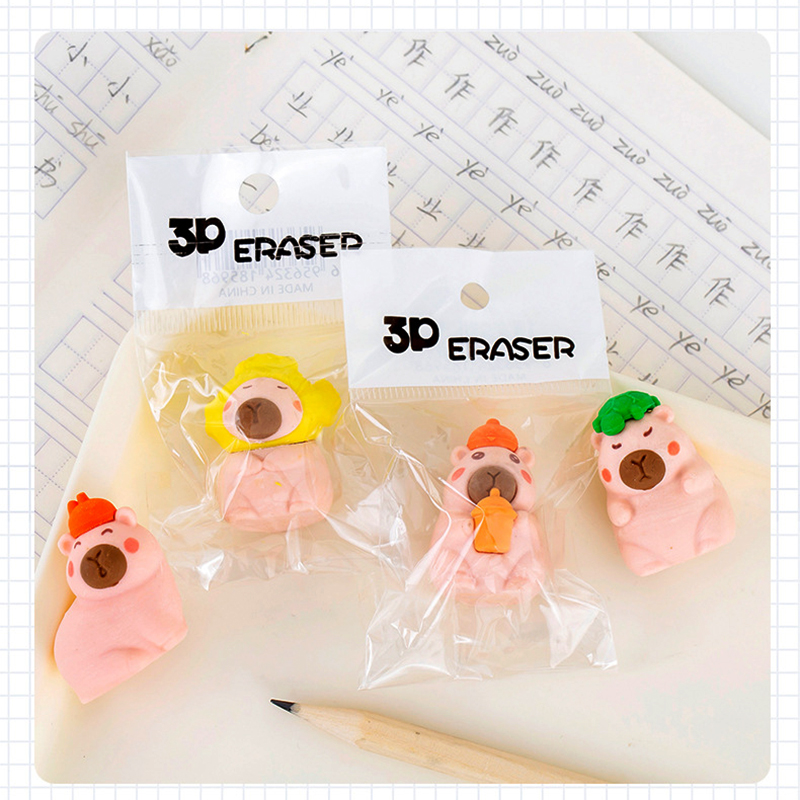 🐹ยางลบรูปทรงคาปิบาร่า🐹ยางลบดีไซน์พิเศษ ใช้งานได้จริง ลบสะอาด📌สุ่มคละลาย✅พร้อมส่งในไทย มีซองพลาสติกใส่ทุกชิ้น