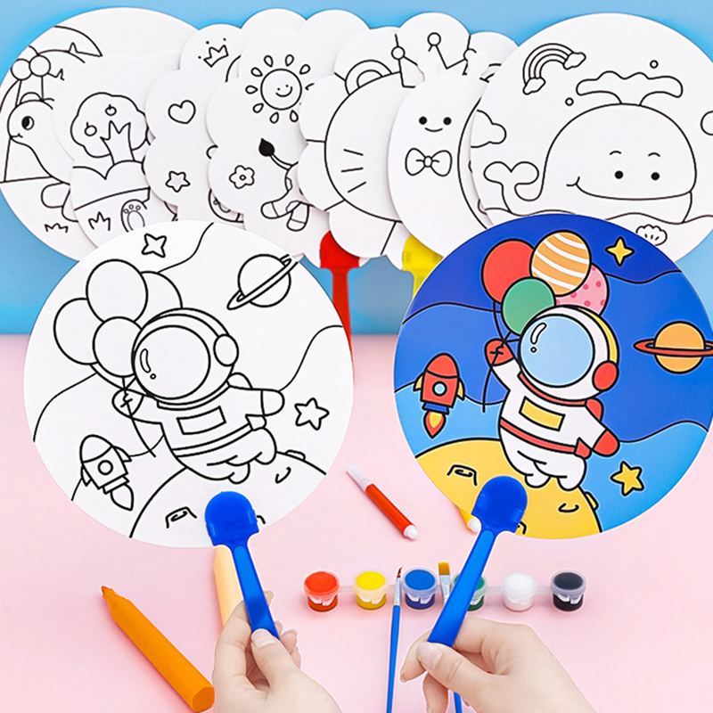 🌈พัดมือศิลปะ🌈ของเล่น พัดรูปทรง🧡ไม่มีสี💙📌เลือกลาย ✅พร้อมส่งในไทย อุปกรณ์ สี ศิลปะ เครื่องเขียน